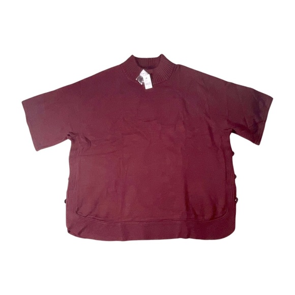 Lane Bryant Mock Neck Short Sleeve Sweater Burgundy Size 22/24 - Picture 1 of 9